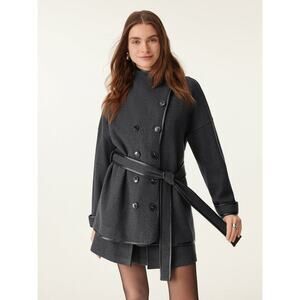 OGL Button & Tie Front Leather Trim Jacket Size 2XL NWT